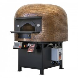 Horno giratorio para pizza Napolitana a leña, gas, pellets o combinado. Mosaico cobre