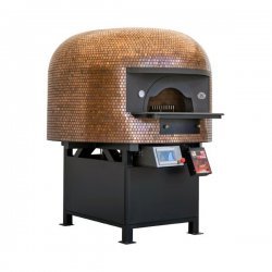 Horno giratorio para pizza Napolitana a leña, gas, pellets o combinado. Mosaico cobre