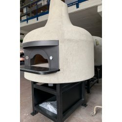 Horno rotativo para pizza Napolitana a leña, gas, pellets o combinado. Vulcano enfoscado blanco
