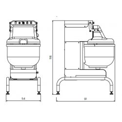 Amasadora de brazos verticales Bernardi BTX 48. Cuba de 60 litros/48 Kg