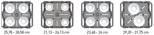 Carro ajustable para platos redondos
